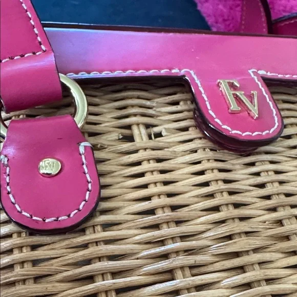 Frances Valentine Wicker Bag with Pink Accents - Picture 8 of 9
